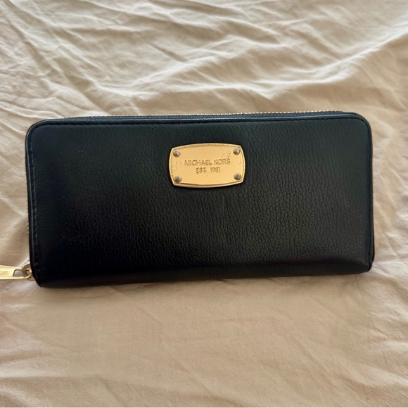 Michael Kors Handbags - Michael Kors Black Leather Wallet with Gold Accents
